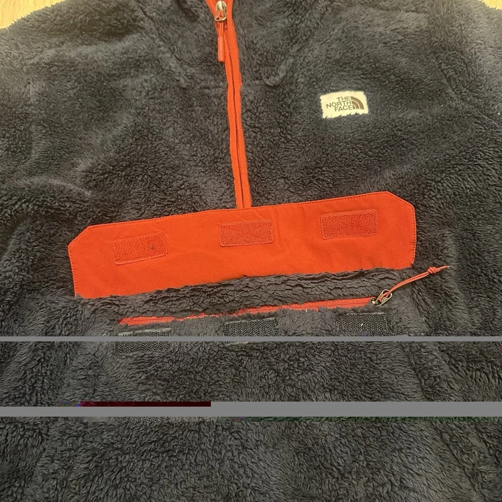 The North Face Sherpa Fleece Pullover Hoodie Mens Large Blue Red Campshire